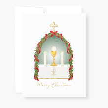Load image into Gallery viewer, "I Prayed for you at Mass" Card | Christmas Holly and Greens | White