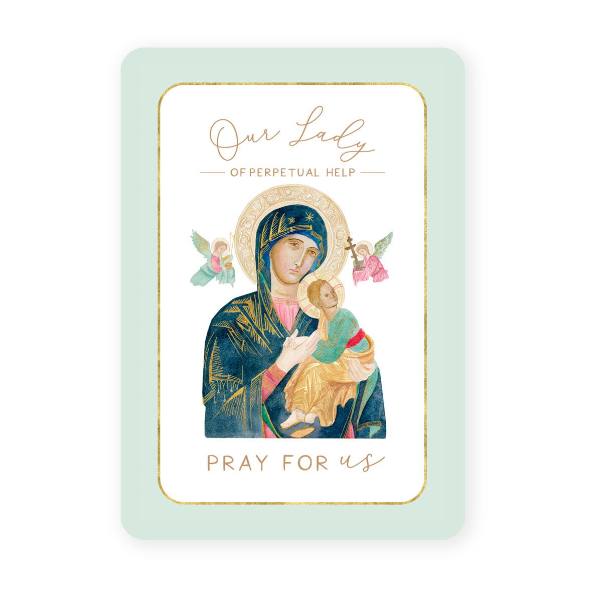 Our Lady of Perpetual Help Prayer Card | Mint Green – Novena Cards