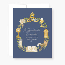Load image into Gallery viewer, Spiritual Bouquet Card | Prayer Offerings Wreath | Navy Blue
