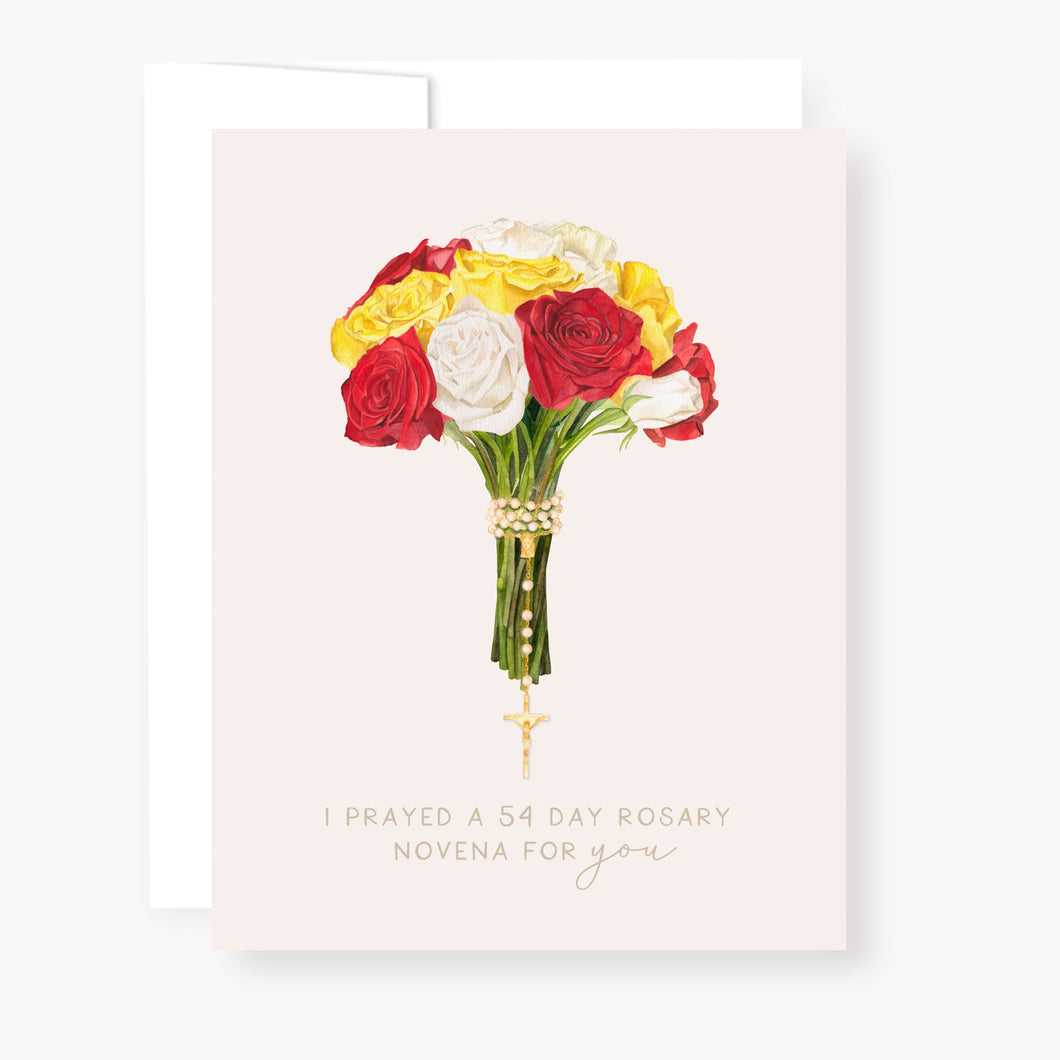 54 Day Rosary Novena Card | Bouquet of Roses