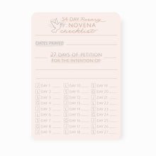 Load image into Gallery viewer, 54 Day Rosary Novena Checklist - Joyful, Luminous, Sorrowful, and Glorious Mysteries