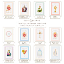 Load image into Gallery viewer, Catholic Monthly Devotion Prayer Card Bundle
