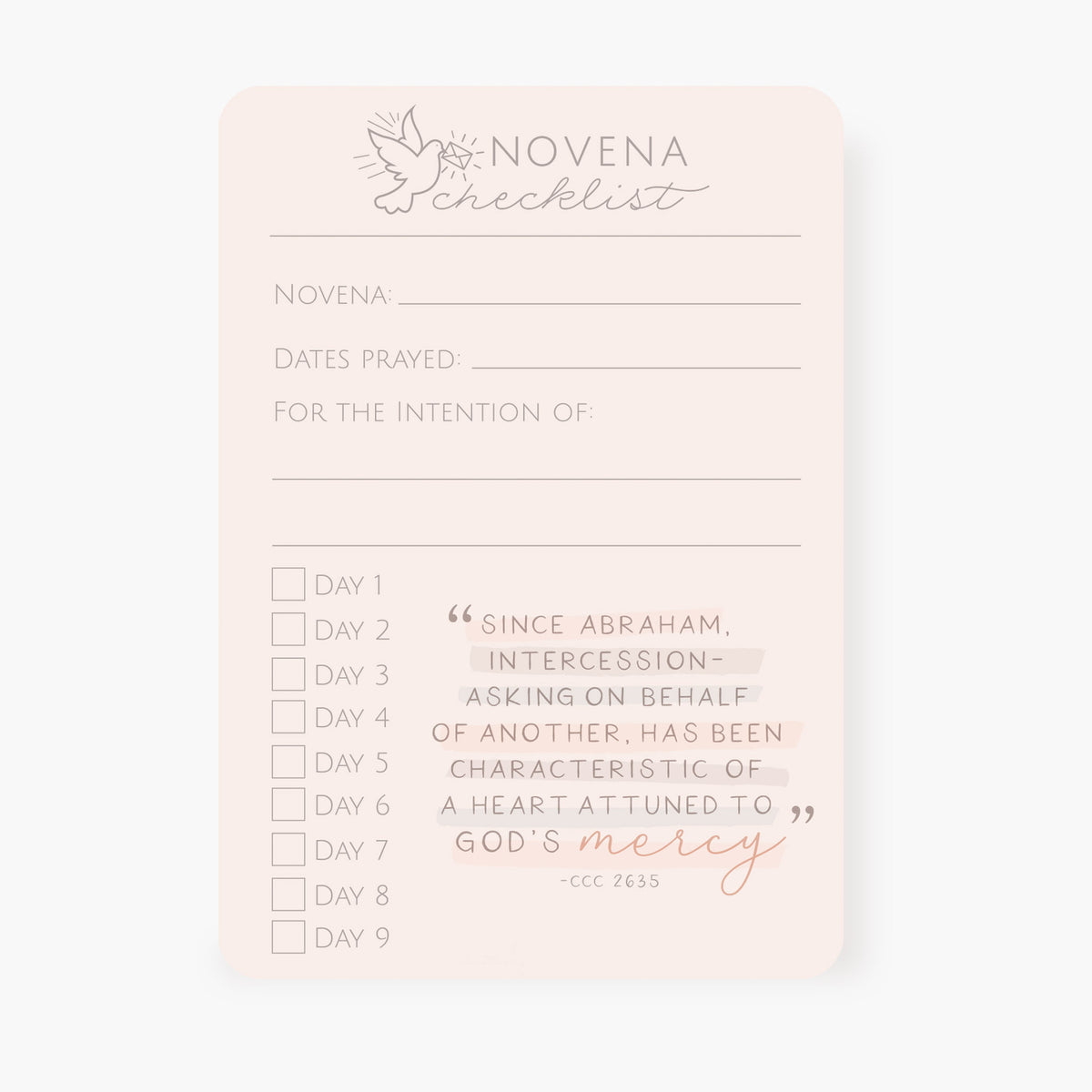 Novena Checklist (Pack of 5) Novena Cards