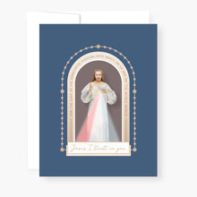 Load image into Gallery viewer, Divine Mercy Chaplet Card | Chaplet Arch Design | Navy Blue