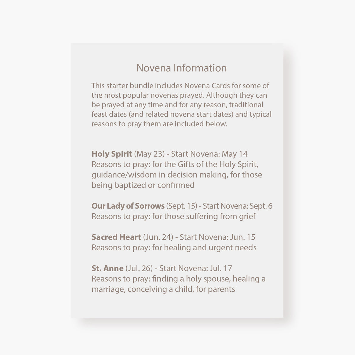 Novena Greeting Cards + Prayer Cards Starter Bundle – Novena Cards