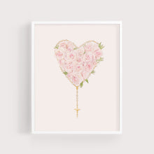 Load image into Gallery viewer, Rose Heart + Rosary | Art Print

