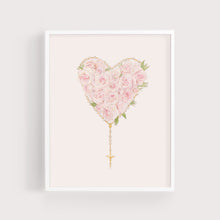 Load image into Gallery viewer, Rose Heart + Rosary | Art Print