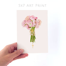 Load image into Gallery viewer, Rosary + Pink Ranunculus Flowers | Art Print