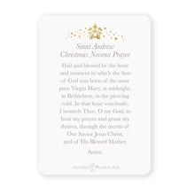Load image into Gallery viewer, St. Andrew Christmas Novena Prayer Card | Holy Family Design | Blue