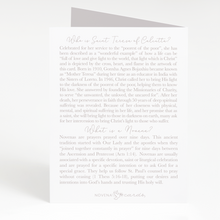Load image into Gallery viewer, St. Mother Teresa of Calcutta Novena Card - back view