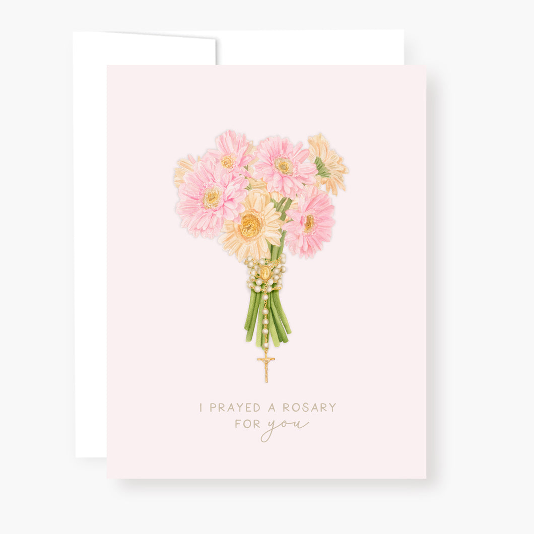 Rosary Card | Bouquet | Gerber Daisies | Pink