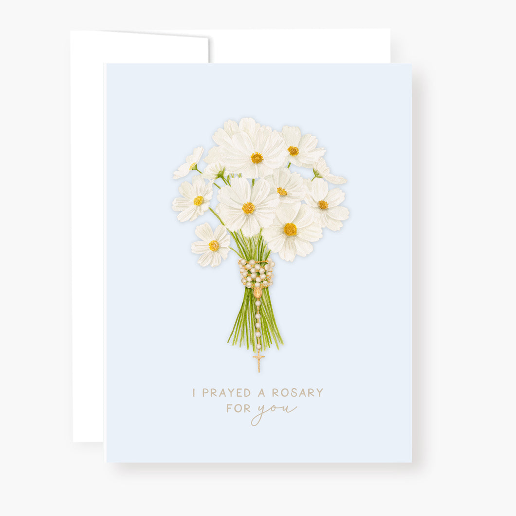 Rosary Card | Bouquet | White Cosmos