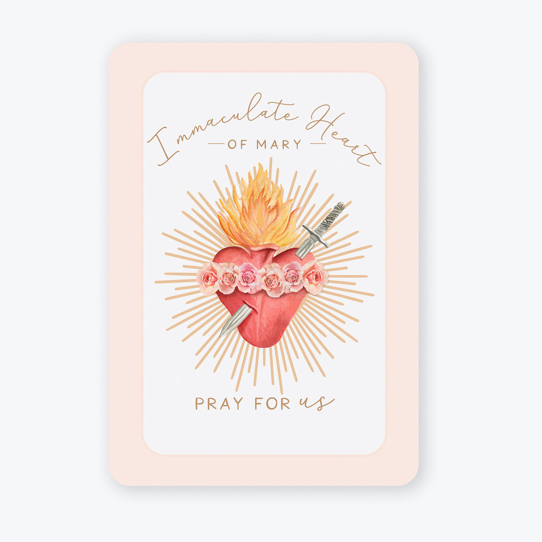 Immaculate Heart of Mary Prayer Card | Beige