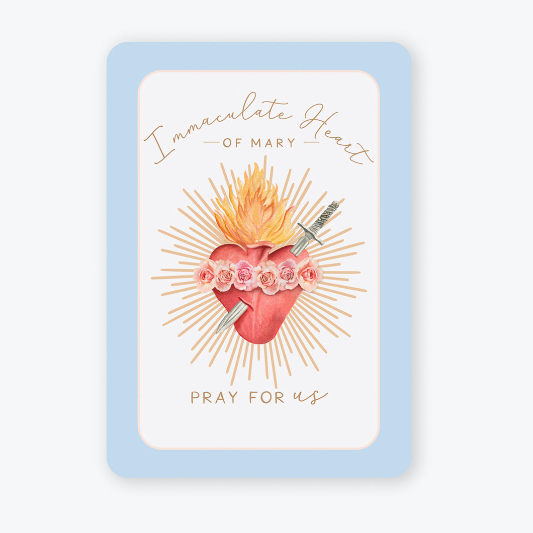 Immaculate Heart of Mary Prayer Card | Blue
