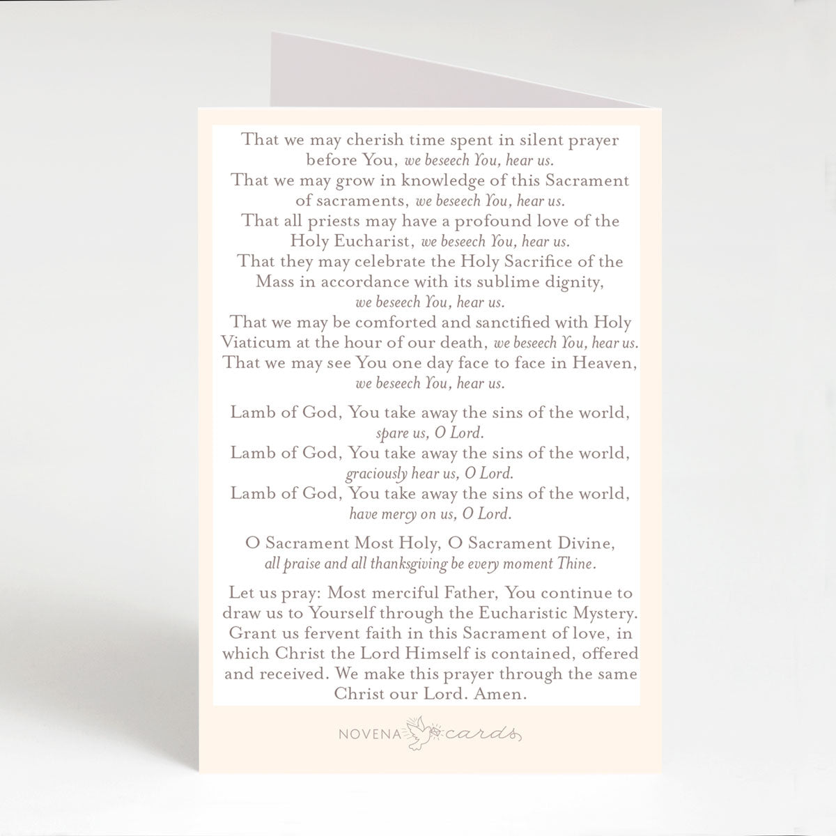 Litany Of The Most Blessed Sacrament Beige Novena Cards Litany Of The Most Blessed Sacrament Beige Novena Cards