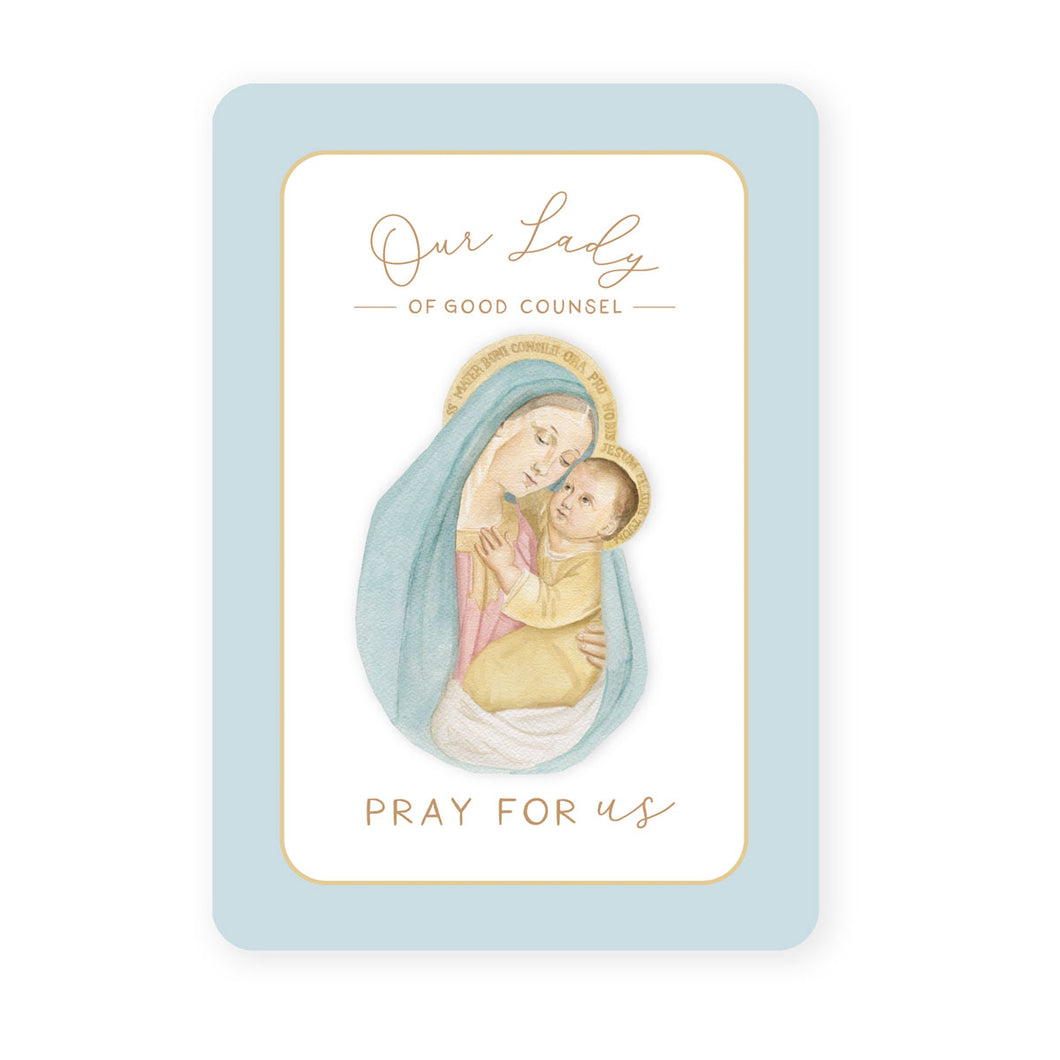 Our Lady of Good Counsel Prayer Card | Blue