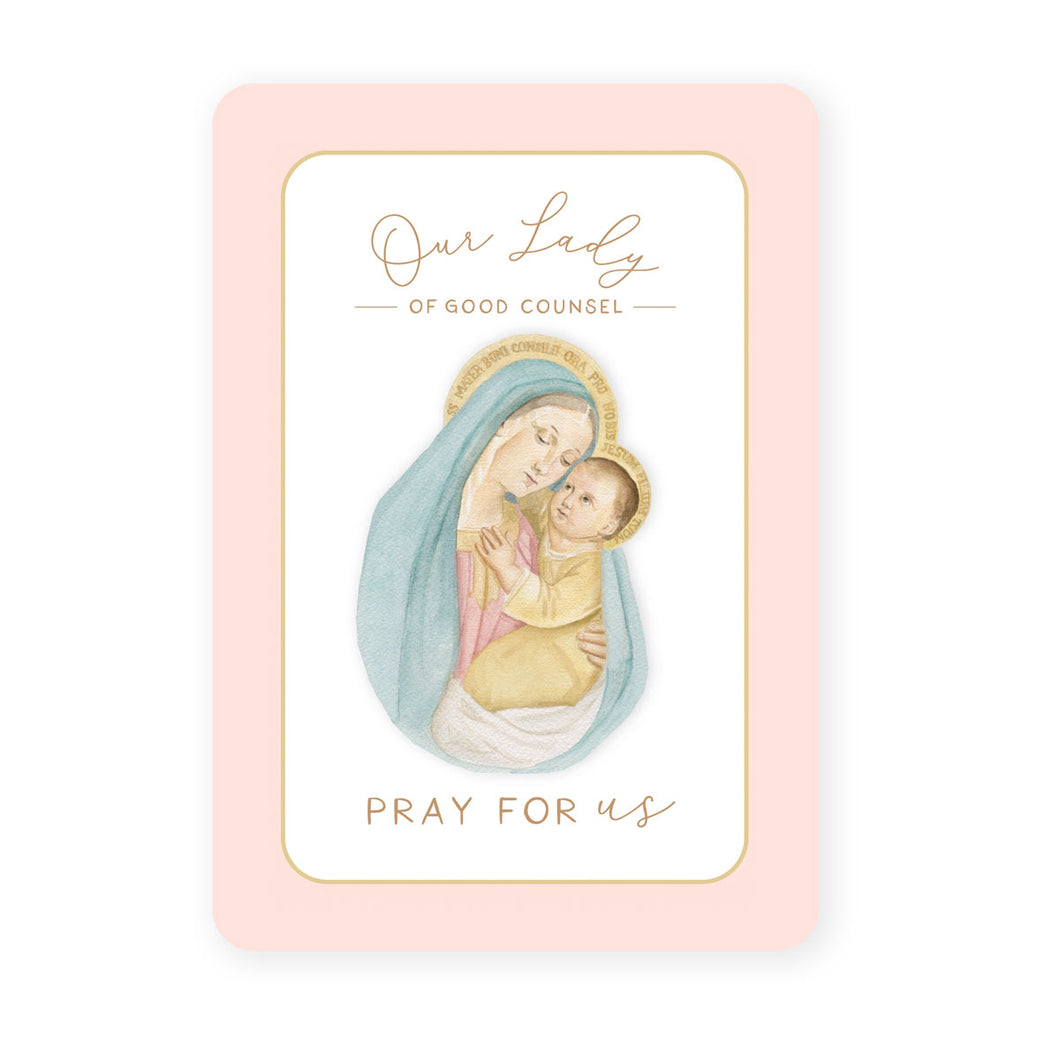 Our Lady of Good Counsel Prayer Card | Pink