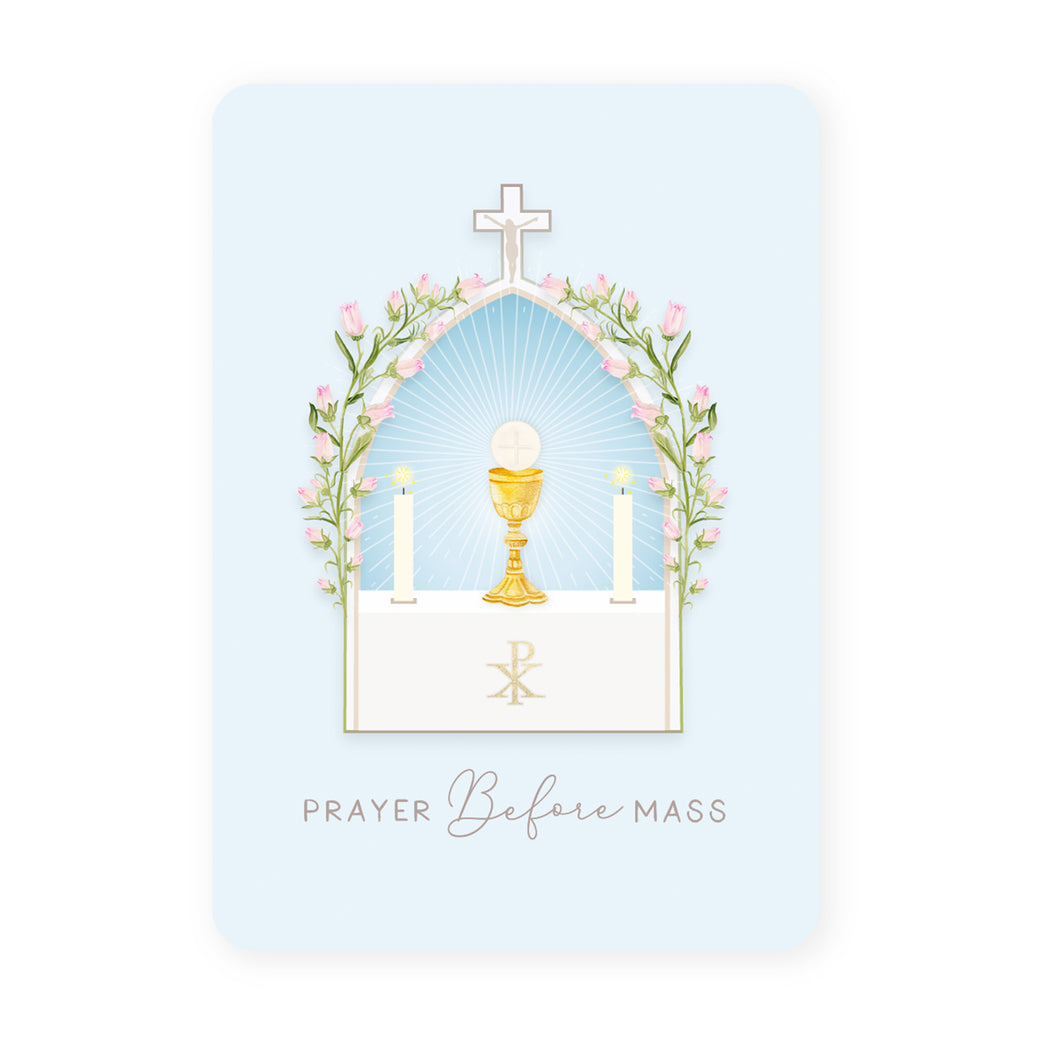 Prayer Before Mass Prayer Card | Blue