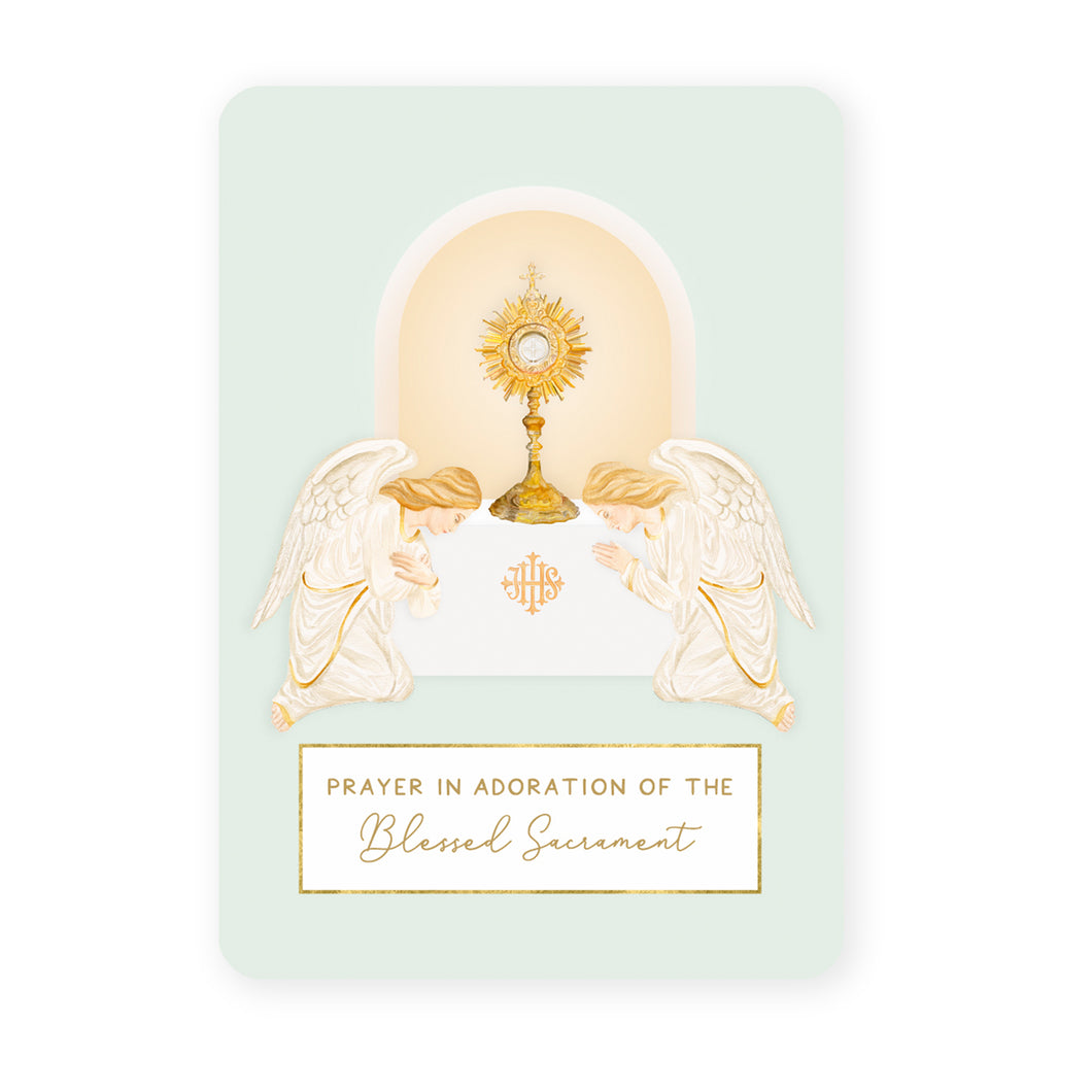 Prayer in Adoration of the Blessed Sacrament Prayer Card | Mint Green