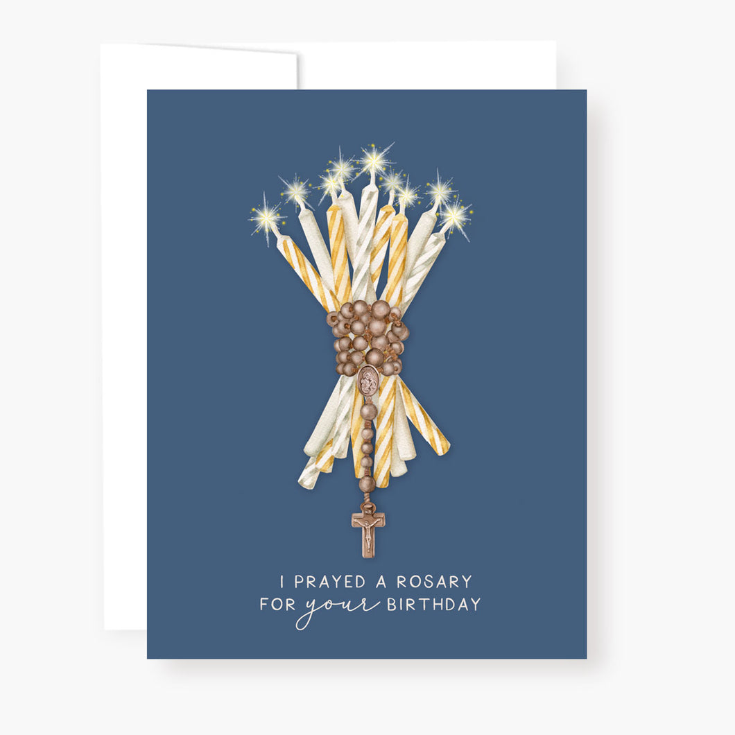 Rosary Card | Birthday Candles | Navy | Birthday
