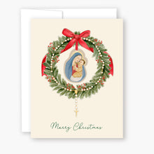 Load image into Gallery viewer, Rosary Card | Christmas Wreath | Mother and Child