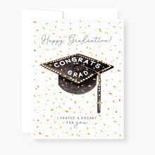 Load image into Gallery viewer, Rosary Card | Graduation | Cap and Confetti
