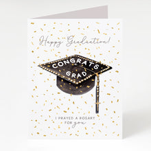 Load image into Gallery viewer, Rosary Card | Graduation | Cap and Confetti
