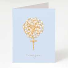 Load image into Gallery viewer, Rosary Card | Pearl Rosary | Light Blue | Thank You
