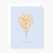 Load image into Gallery viewer, Rosary Card | Pearl Rosary | Light Blue | Thank You
