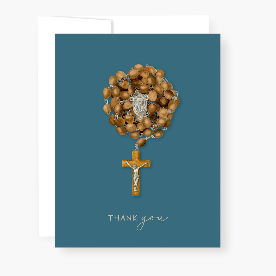 Rosary Card | Wooden Rosary | Teal | Thank You