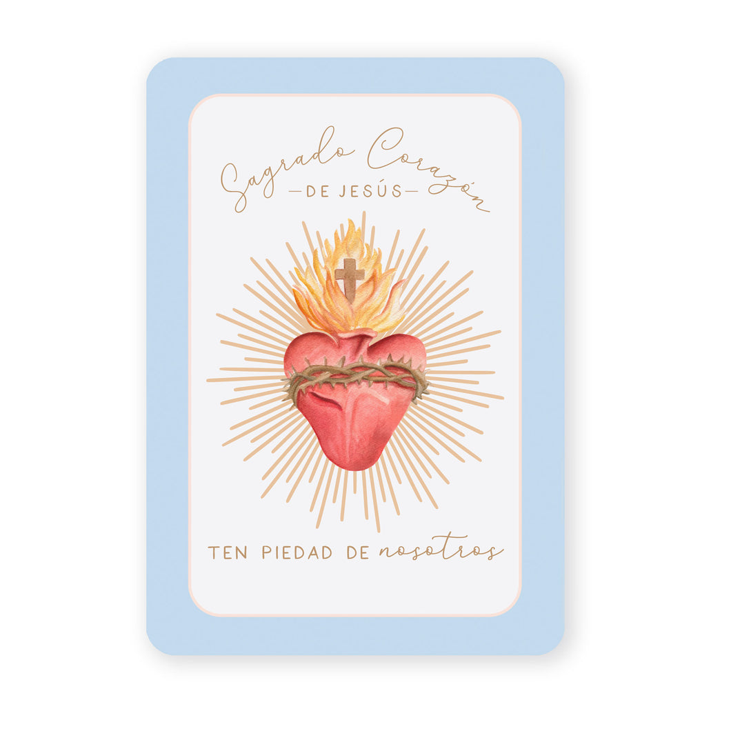 Eficaz Novena al Sagrado Corazón de Jesús | Tarjeta de Oración | Azul