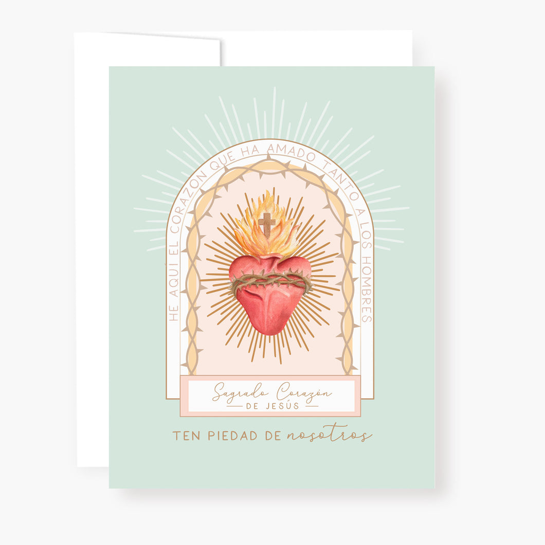 Sagrado Corazón de Jesús | Tarjeta de Novena | Verde
