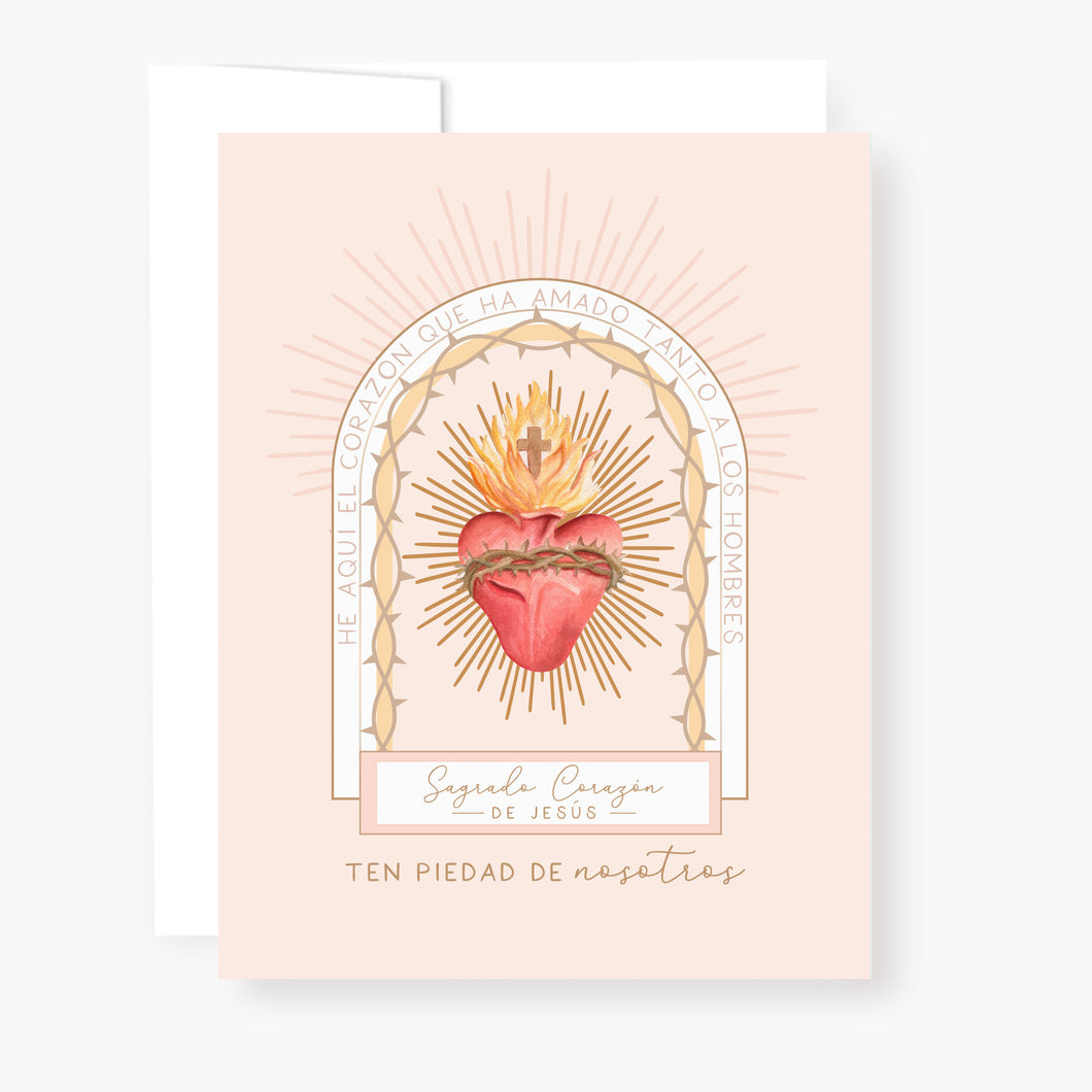 Sagrado Corazón de Jesús | Tarjeta de Novena | Beige