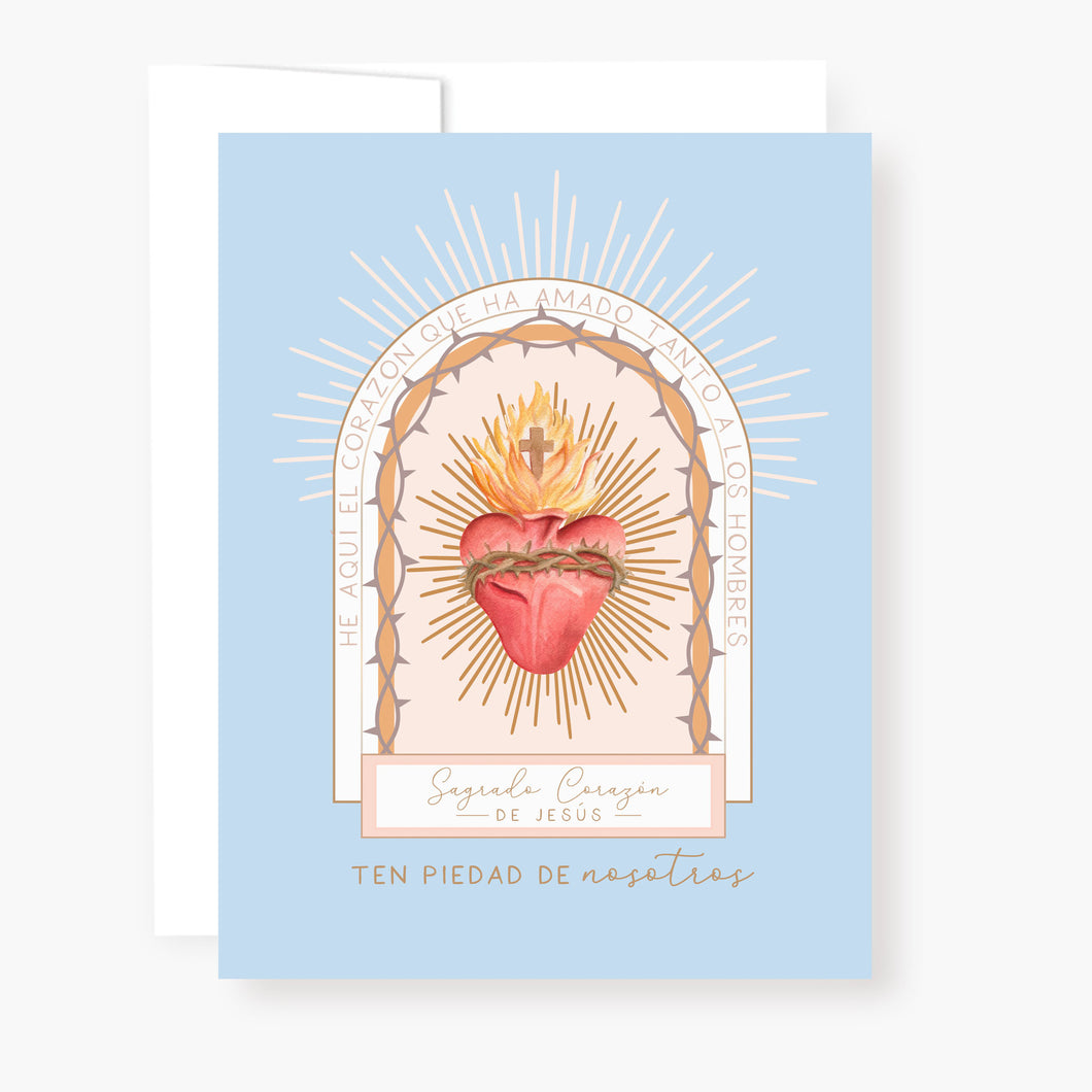 Sagrado Corazón de Jesús | Tarjeta de Novena | Azul