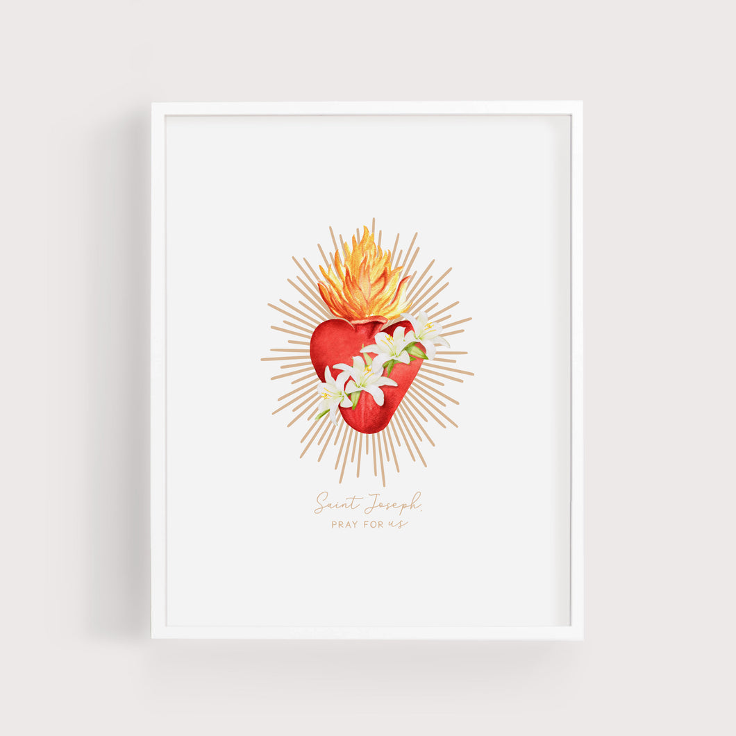 St Joseph Chaste Heart | Pray for Us | Art Print