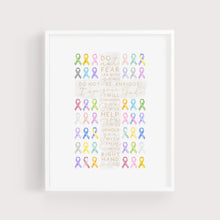 Load image into Gallery viewer, Cross + Cancer Ribbons | Isaiah 41:10 | Art Print

