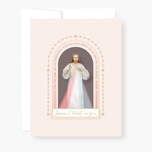 Load image into Gallery viewer, Divine Mercy Chaplet Card | Chaplet Arch Design | Beige
