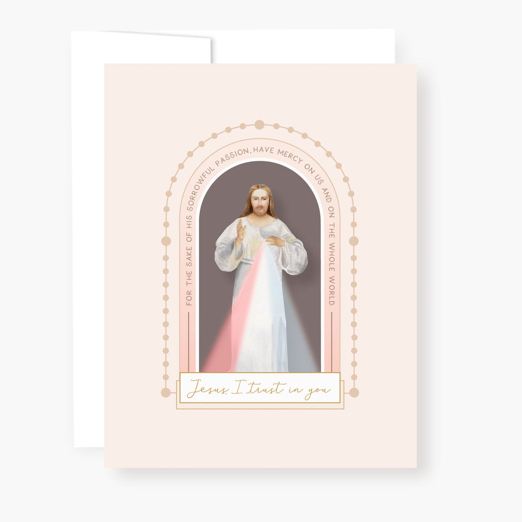 Divine Mercy Chaplet Card | Chaplet Arch Design | Beige
