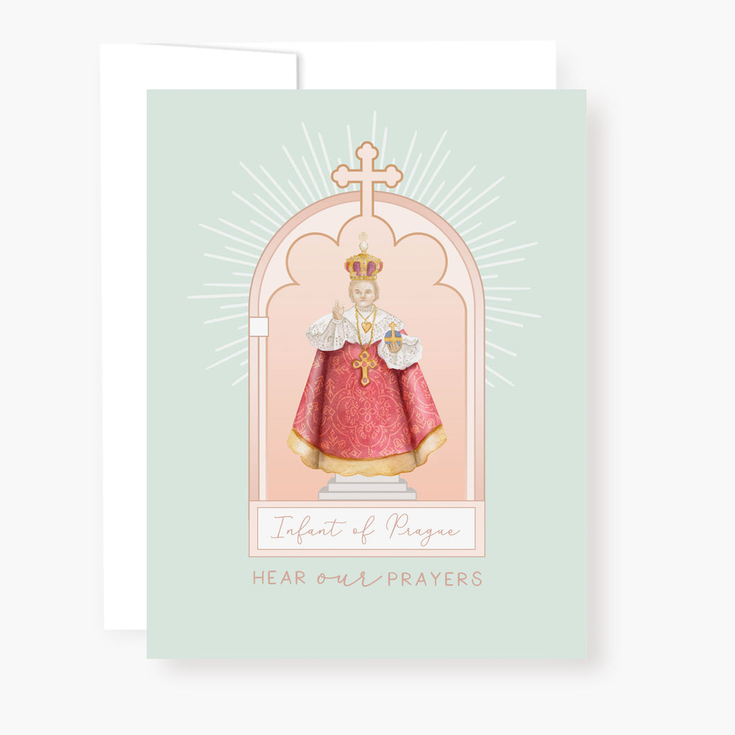 Infant of Prague Novena Card | Mint Green