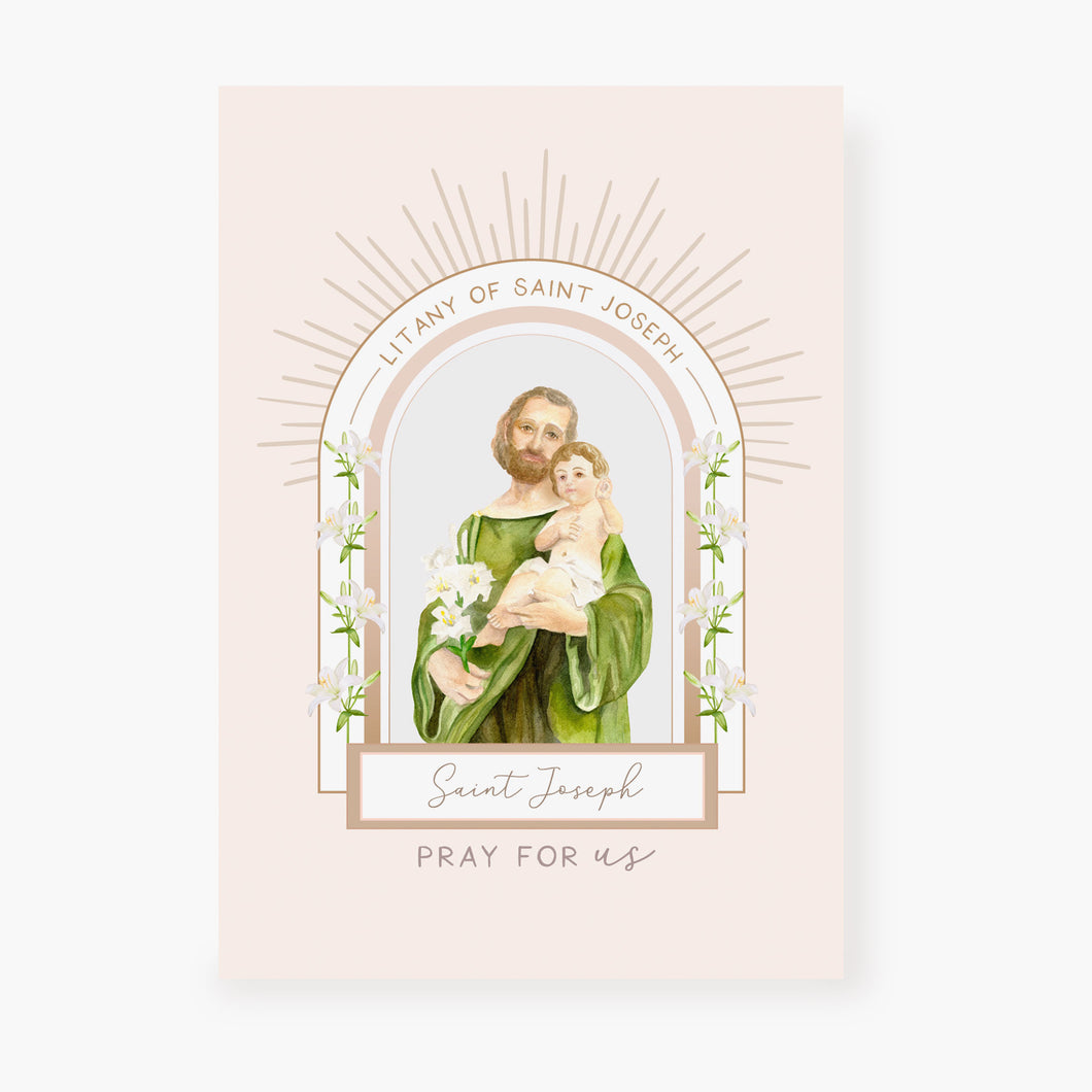 Litany of St Joseph Card | Beige