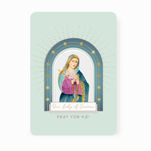 Load image into Gallery viewer, Our Lady of Sorrows Prayer Card | Mint Green
