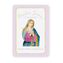 Load image into Gallery viewer, Nuestra Señora de los Dolores | Tarjeta de Oración | Ruega por Nosotros | Morado Claro