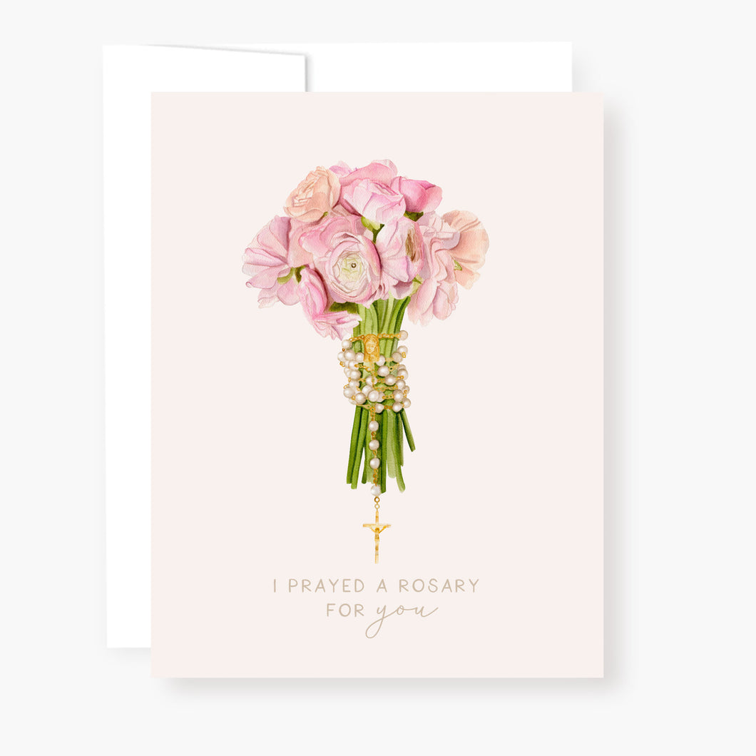 Rosary Card | Bouquet | Pink Ranunculus | Personalized