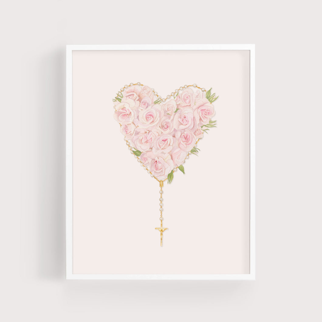 Rose Heart + Rosary | Art Print