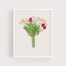 Load image into Gallery viewer, Rosary + Mixed Tulips Bouquet | Art Print