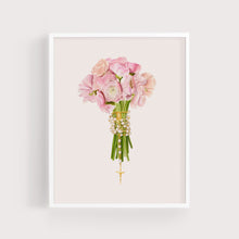 Load image into Gallery viewer, Rosary + Pink Ranunculus Flowers | Art Print
