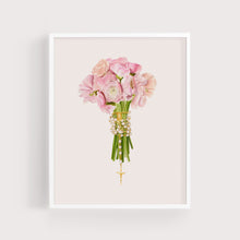 Load image into Gallery viewer, Rosary + Pink Ranunculus Flowers | Art Print