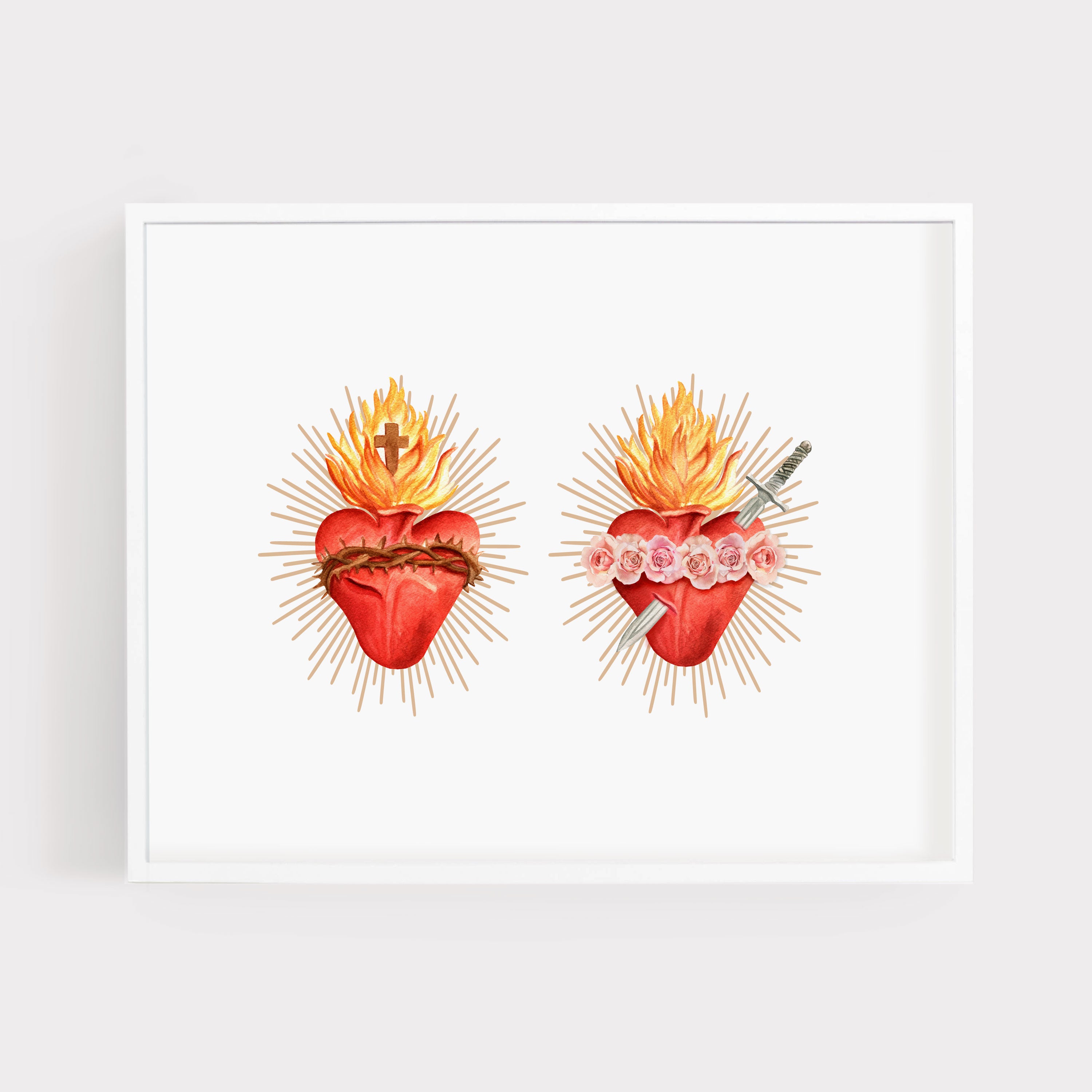 Sacred Heart of Jesus + Immaculate Heart of Mary | Art Print