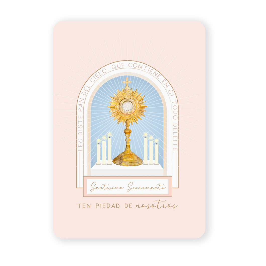Comunión Espiritual | Tarjeta de Oración | Santísimo Sacramento | Beige
