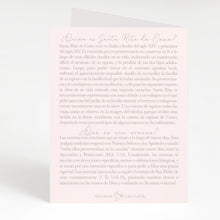 Load image into Gallery viewer, Santa Rita de Casia | Tarjeta de Novena | Beige
